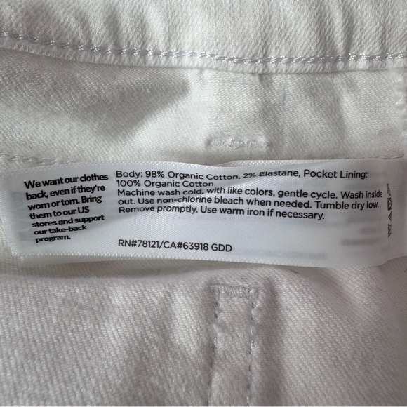 Eileen Fisher Organic Cotton Denim High-Waisted White Ankle Pant Size 12 - Picture 3 of 7